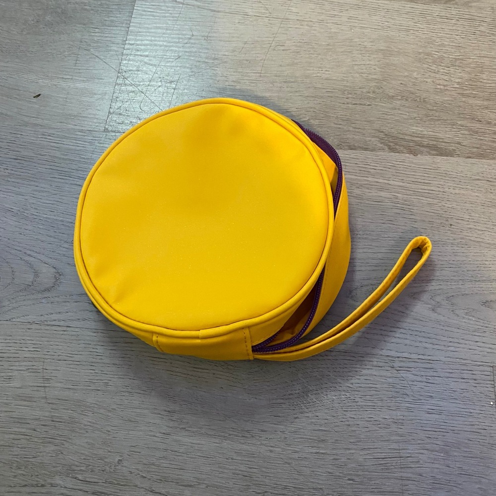Round Pouch Unisex OS Yellow Purple Zip Wristlet Circle Bag